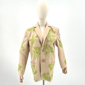 Dhruv Kapoor Beige Neon Green Sequin Tailored Blazer